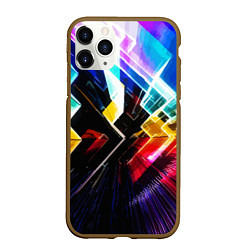 Чехол iPhone 11 Pro матовый Неоновая молния Абстракция Neon Lightning Abstract, цвет: 3D-коричневый