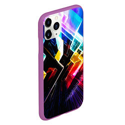 Чехол iPhone 11 Pro матовый Неоновая молния Абстракция Neon Lightning Abstract, цвет: 3D-фиолетовый — фото 2