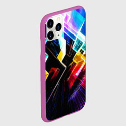 Чехол iPhone 11 Pro матовый Неоновая молния Абстракция Neon Lightning Abstract, цвет: 3D-фиолетовый — фото 2