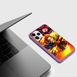 Чехол iPhone 11 Pro матовый Клинок, рассекающий демонов Demon Slayer, цвет: 3D-фиолетовый — фото 2