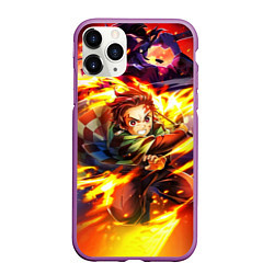 Чехол iPhone 11 Pro матовый Клинок, рассекающий демонов Demon Slayer, цвет: 3D-фиолетовый