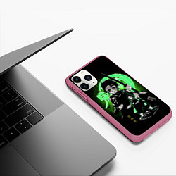 Чехол iPhone 11 Pro матовый КЛИНОК, РАССЕКАЮЩИЙ ДЕМОНОВ ТАНДЖИРО КАМАДО, цвет: 3D-малиновый — фото 2