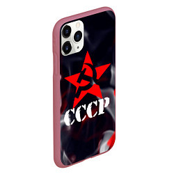 Чехол iPhone 11 Pro матовый Ссср - серп и молот - звезда - пламя, цвет: 3D-малиновый — фото 2