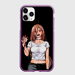 Чехол iPhone 11 Pro матовый ПАУЭР ИЗ ЧЕЛОВЕК БЕНЗОПИЛА CHAINSAW MAN, цвет: 3D-фиолетовый