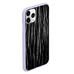 Чехол iPhone 11 Pro матовый Полосы чорные серые роизвольные random black strip, цвет: 3D-светло-сиреневый — фото 2