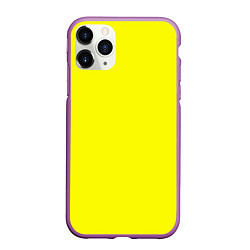 Чехол iPhone 11 Pro матовый Однотонный неоновый лимонный желтый тон, цвет: 3D-фиолетовый