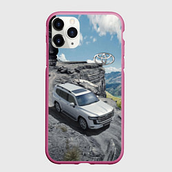 Чехол iPhone 11 Pro матовый Toyota Land Cruiser 300 Горная дорога, цвет: 3D-малиновый