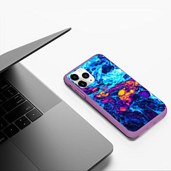 Чехол iPhone 11 Pro матовый Взрыв Неона Fluid Explosion Неон, цвет: 3D-фиолетовый — фото 2