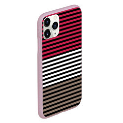 Чехол iPhone 11 Pro матовый Красно-коричневый полосатый узор, цвет: 3D-розовый — фото 2