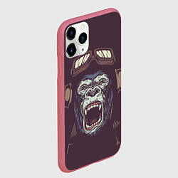 Чехол iPhone 11 Pro матовый Орущая горилла, цвет: 3D-малиновый — фото 2
