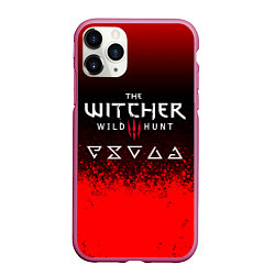 Чехол iPhone 11 Pro матовый Witcher blood, цвет: 3D-малиновый