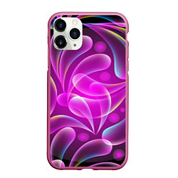 Чехол iPhone 11 Pro матовый Объемные абстрактные узоры, цвет: 3D-малиновый