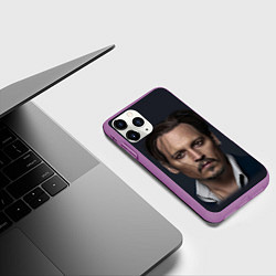 Чехол iPhone 11 Pro матовый Джонни Депп Johnny Depp, цвет: 3D-фиолетовый — фото 2