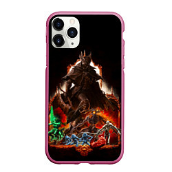 Чехол iPhone 11 Pro матовый BLOODBORNE Экспозиция боссов, цвет: 3D-малиновый