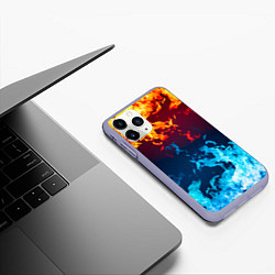 Чехол iPhone 11 Pro матовый Лед и Пламя Борьба стихий, цвет: 3D-светло-сиреневый — фото 2