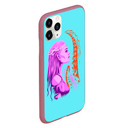 Чехол iPhone 11 Pro матовый GIRL AND OCTOPUS TENTACLES, цвет: 3D-малиновый — фото 2