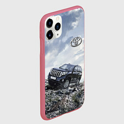 Чехол iPhone 11 Pro матовый Toyota Land Cruiser Prado на скальных камнях Mount, цвет: 3D-малиновый — фото 2