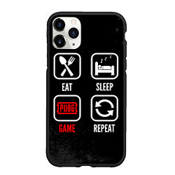 Чехол iPhone 11 Pro матовый Eat, Sleep, PUBG, Repeat, цвет: 3D-черный