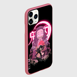 Чехол iPhone 11 Pro матовый НЕЗУКО КЛИНОК, РАССЕКАЮЩИЙ ДЕМОНОВ NEZUKO, цвет: 3D-малиновый — фото 2