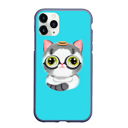 Чехол iPhone 11 Pro матовый CAT IN A HAT, цвет: 3D-серый