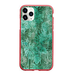 Чехол iPhone 11 Pro матовый Растительный камуфляж, цвет: 3D-красный