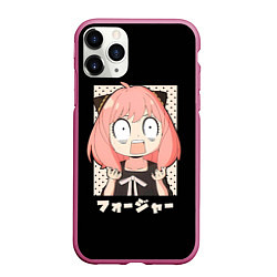 Чехол iPhone 11 Pro матовый Anya Forger Иероглифы, цвет: 3D-малиновый