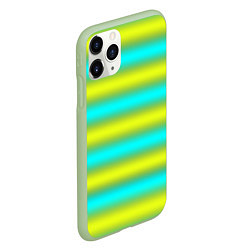 Чехол iPhone 11 Pro матовый Бирюзово-желтые неоновые полосы, цвет: 3D-салатовый — фото 2