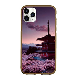 Чехол iPhone 11 Pro матовый Цветение сакуры в Японии, цвет: 3D-коричневый