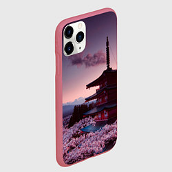 Чехол iPhone 11 Pro матовый Цветение сакуры в Японии, цвет: 3D-малиновый — фото 2