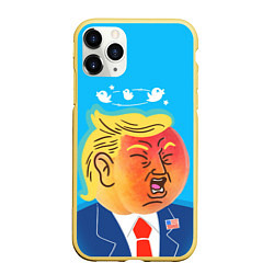 Чехол iPhone 11 Pro матовый Дональд Трамп и Твиттер, цвет: 3D-желтый