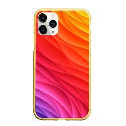 Чехол iPhone 11 Pro матовый Разноцветные цифровые волны, цвет: 3D-желтый