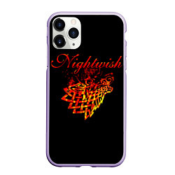 Чехол iPhone 11 Pro матовый Nightwish кельтский волк с горящей головой, цвет: 3D-светло-сиреневый