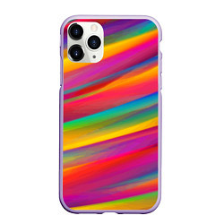 Чехол iPhone 11 Pro матовый Красочный летний паттерн Цветные полосы, цвет: 3D-светло-сиреневый