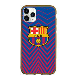 Чехол iPhone 11 Pro матовый FC BARCELONA зигзаги, цвет: 3D-коричневый