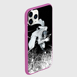 Чехол iPhone 11 Pro матовый Белый Неон над лесом White Neon, цвет: 3D-фиолетовый — фото 2