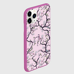 Чехол iPhone 11 Pro матовый Цветы Сакуры и Птицы На Ветках, цвет: 3D-фиолетовый — фото 2