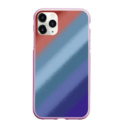 Чехол iPhone 11 Pro матовый Полосатый коричнево-голубой паттерн, цвет: 3D-розовый