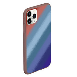 Чехол iPhone 11 Pro матовый Полосатый коричнево-голубой паттерн, цвет: 3D-коричневый — фото 2