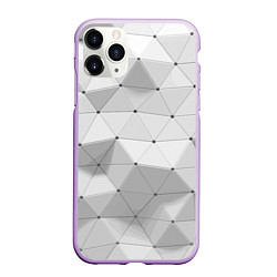 Чехол iPhone 11 Pro матовый Полигональный объёмный паттерн, цвет: 3D-сиреневый