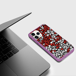 Чехол iPhone 11 Pro матовый Красно-белые знаки LDR, цвет: 3D-фиолетовый — фото 2