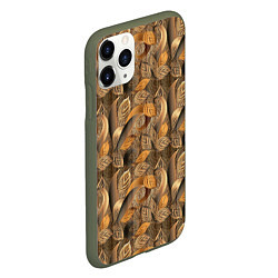 Чехол iPhone 11 Pro матовый Абстрактные объемные листочки, цвет: 3D-темно-зеленый — фото 2