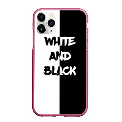 Чехол iPhone 11 Pro матовый White and Black Белое и Чёрное, цвет: 3D-малиновый