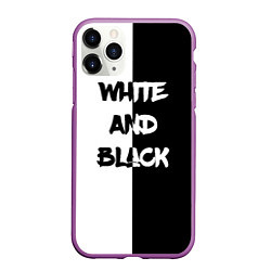 Чехол iPhone 11 Pro матовый White and Black Белое и Чёрное, цвет: 3D-фиолетовый