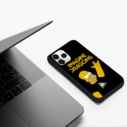 Чехол iPhone 11 Pro матовый Imagine Dragons Гомер Симпсон Рокер, цвет: 3D-черный — фото 2