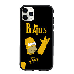 Чехол iPhone 11 Pro матовый The Beatles Гомер Симпсон Рокер, цвет: 3D-черный
