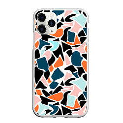Чехол iPhone 11 Pro матовый Абстрактный современный разноцветный узор в оранже, цвет: 3D-белый
