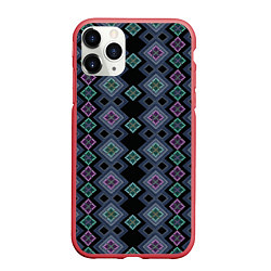 Чехол iPhone 11 Pro матовый Разноцветный орнамент из перламутровых бус, цвет: 3D-красный