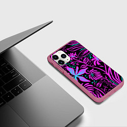 Чехол iPhone 11 Pro матовый Цветочная композиция Fashion trend, цвет: 3D-малиновый — фото 2