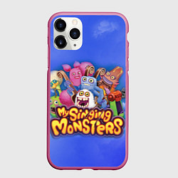 Чехол iPhone 11 Pro матовый My singing monsters поющие монстры, цвет: 3D-малиновый