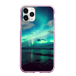 Чехол iPhone 11 Pro матовый Aurora borealis, цвет: 3D-розовый